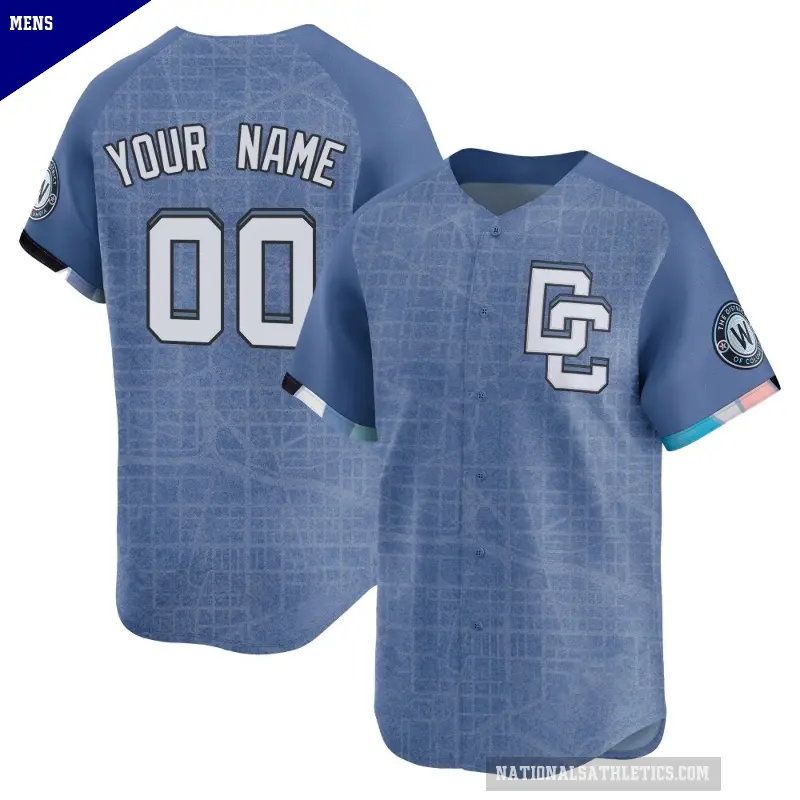 Men's No.00 Custom Washington Nationals Blue Limited 2025 City Connect Jersey