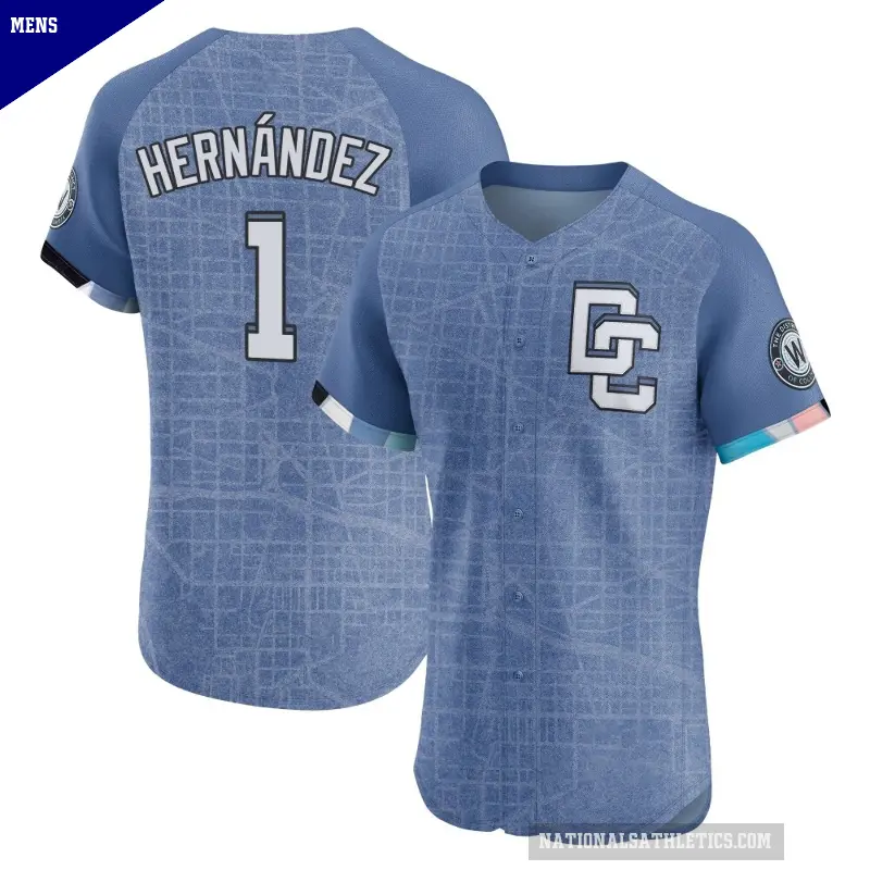 Men's No.1 Cesar Hernandez Washington Nationals Blue Elite 2025 City Connect Jersey