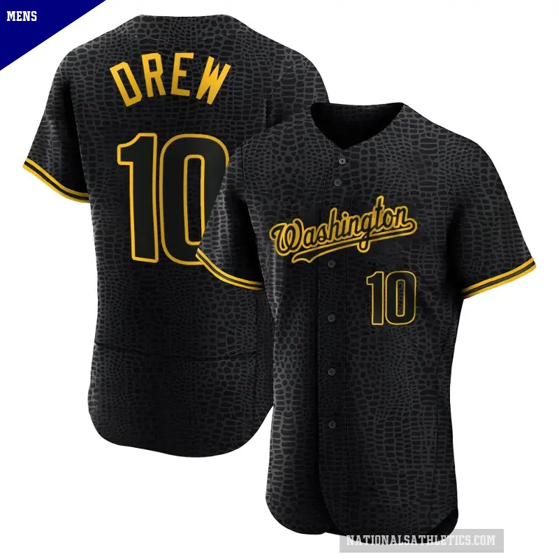 Men's No.10 Stephen Drew Washington Nationals Black Authentic Snake Skin City Jersey