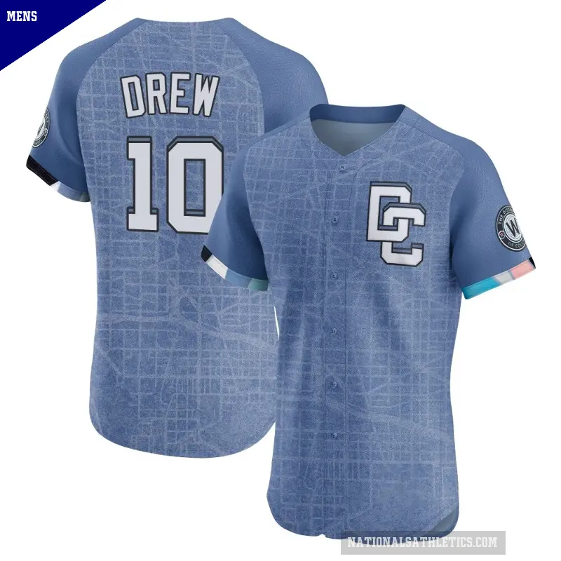 Men's No.10 Stephen Drew Washington Nationals Blue Elite 2025 City Connect Jersey
