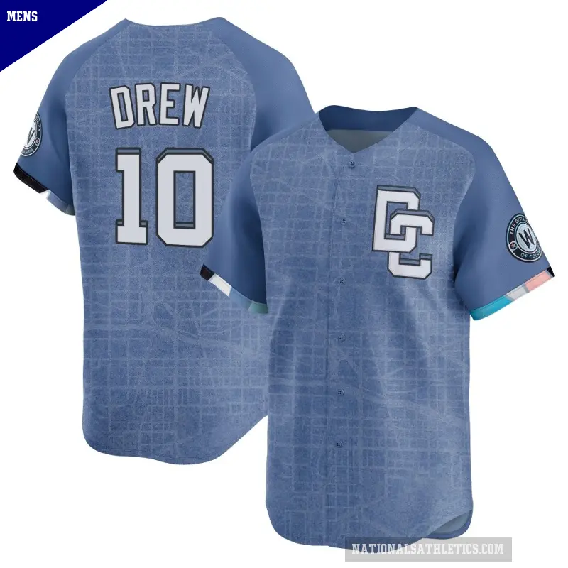 Men's No.10 Stephen Drew Washington Nationals Blue Limited 2025 City Connect Jersey