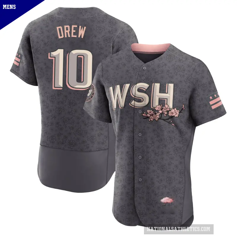 Men's No.10 Stephen Drew Washington Nationals Gray Authentic 2022 City Connect Jersey