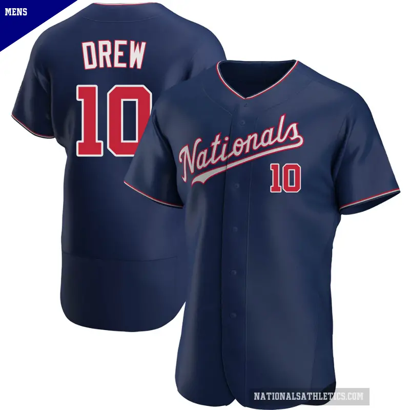 Men's No.10 Stephen Drew Washington Nationals Navy Authentic Alternate Jersey