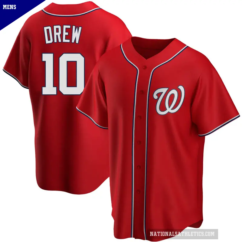 Men's No.10 Stephen Drew Washington Nationals Red Replica Alternate Jersey