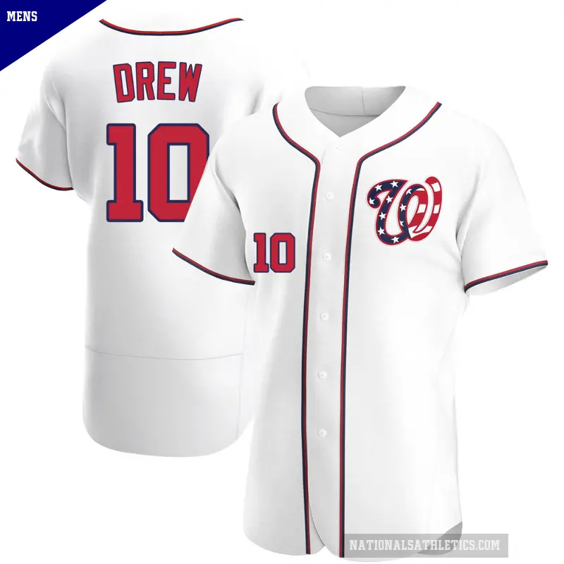 Men's No.10 Stephen Drew Washington Nationals White Authentic Alternate Jersey