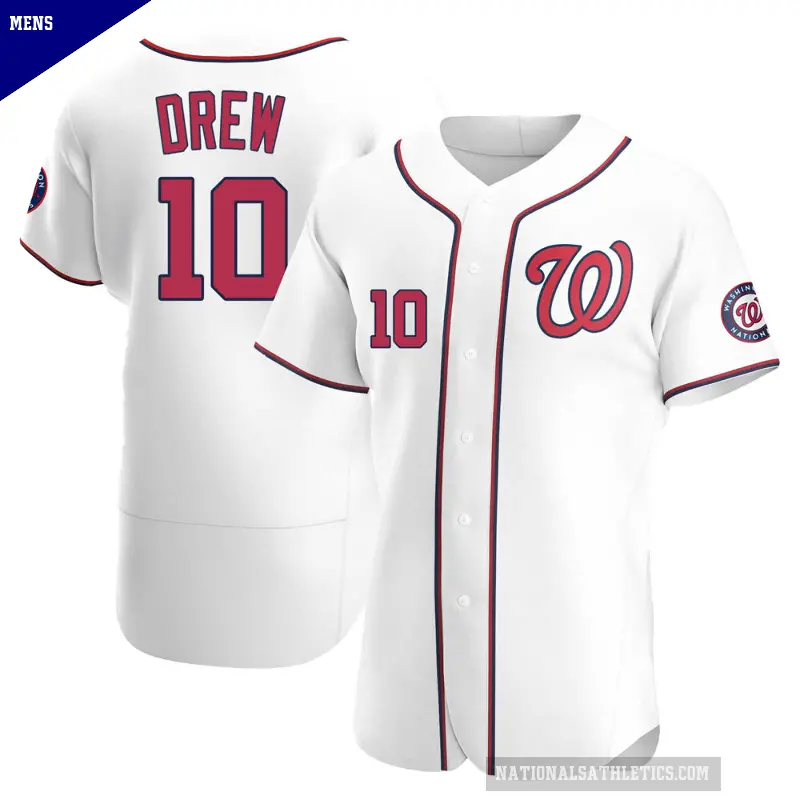 Men's No.10 Stephen Drew Washington Nationals White Authentic Home Jersey