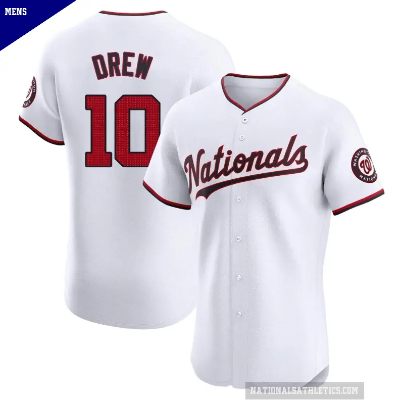 Men's No.10 Stephen Drew Washington Nationals White Elite Home Jersey