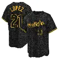 Men's No.21 Jorge Lopez Washington Nationals Black Replica Snake Skin City Jersey