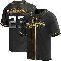 Men's No.23 Corey Dickerson Washington Nationals Gold Replica Black en Alternate Jersey