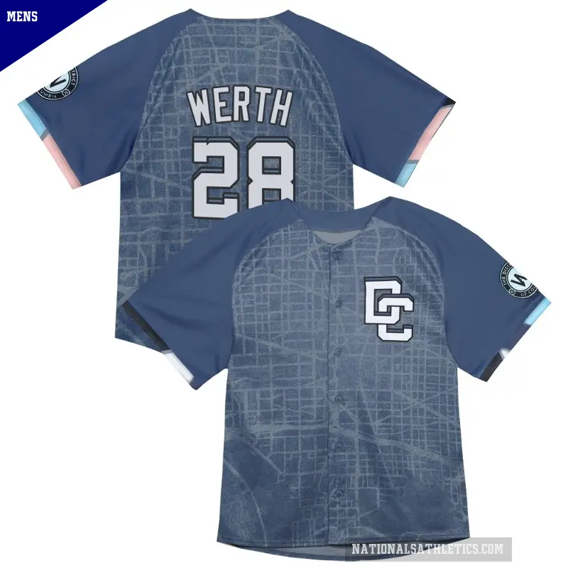 Men's No.28 Jayson Werth Washington Nationals Blue Limited Infant 2025 City Connect Jersey
