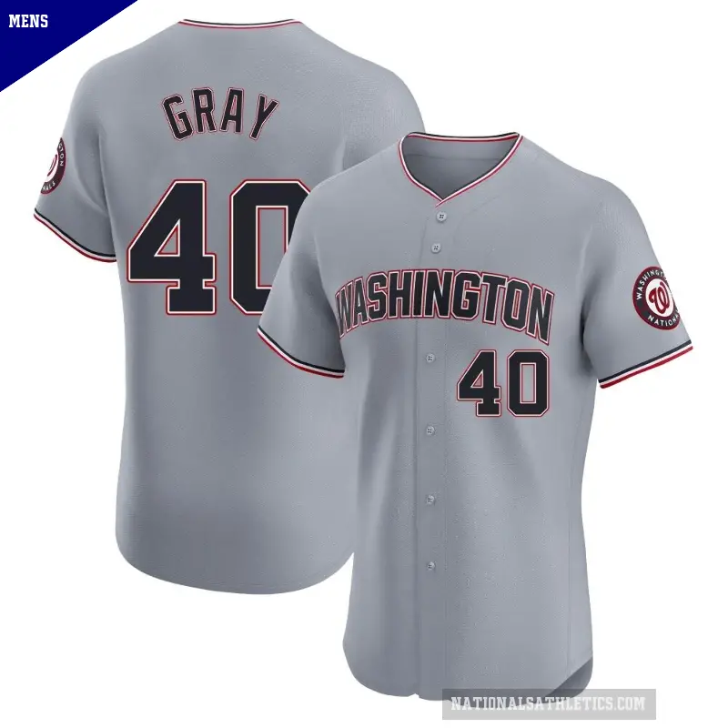 Men's No.40 Josiah Gray Washington Nationals Gray Elite Road Jersey