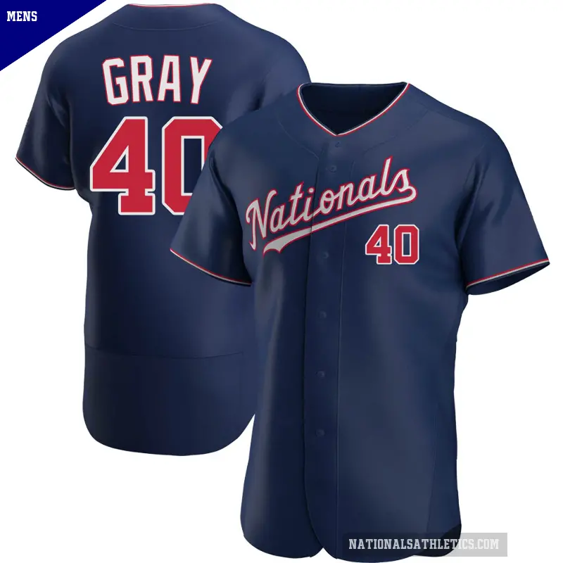 Men's No.40 Josiah Gray Washington Nationals Navy Authentic Alternate Jersey