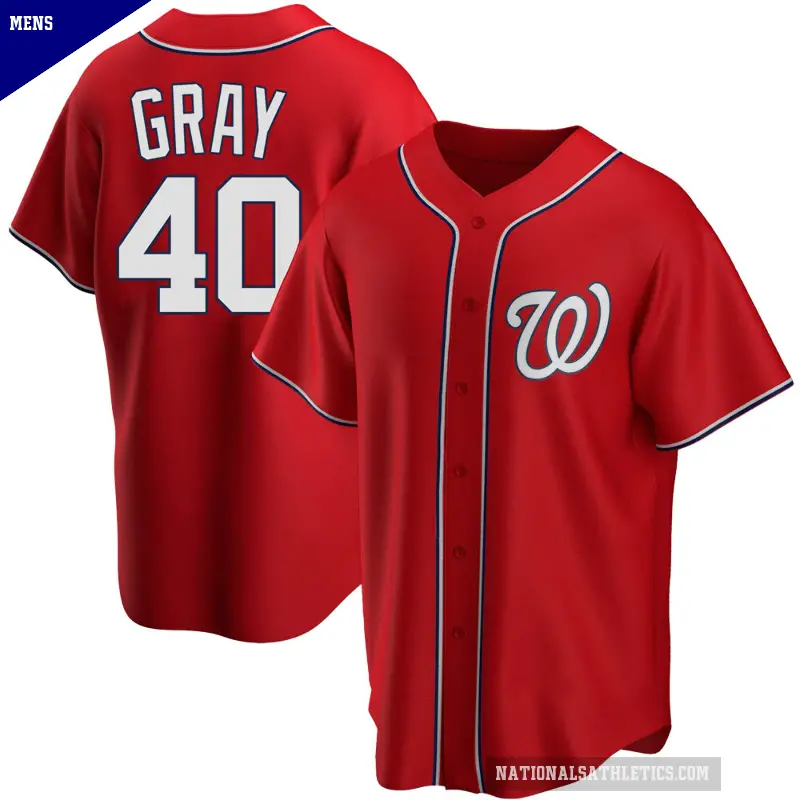 Men's No.40 Josiah Gray Washington Nationals Red Replica Alternate Jersey