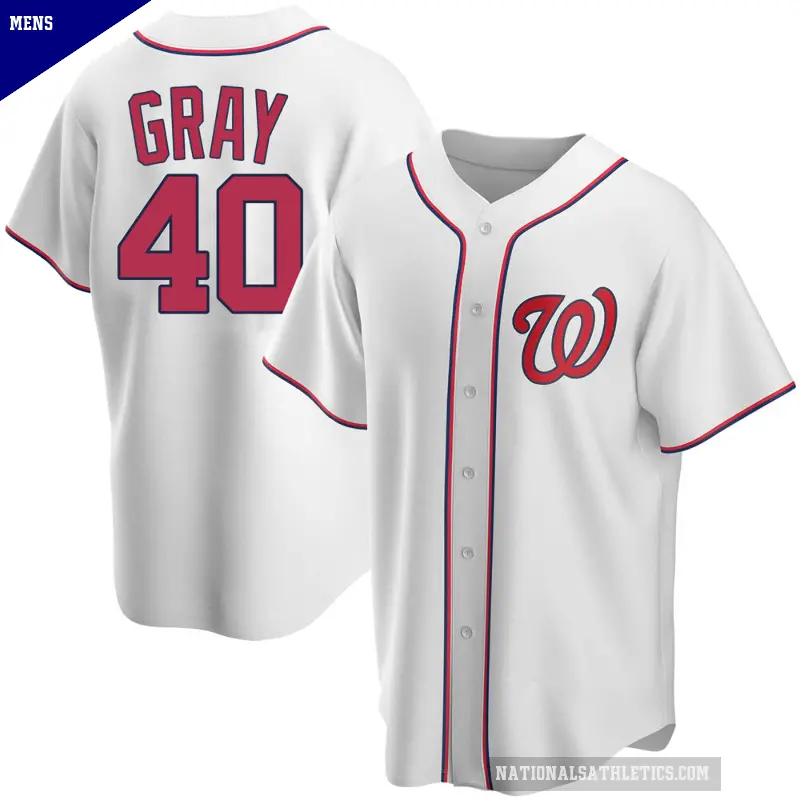 Men's No.40 Josiah Gray Washington Nationals White Replica Home Jersey