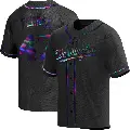 Men's No.47 Jose Ferrer Washington Nationals Black Replica Holographic Alternate Jersey