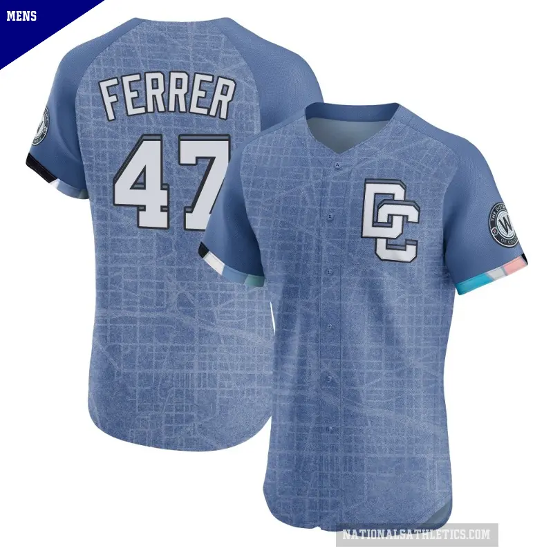 Men's No.47 Jose Ferrer Washington Nationals Blue Elite 2025 City Connect Jersey
