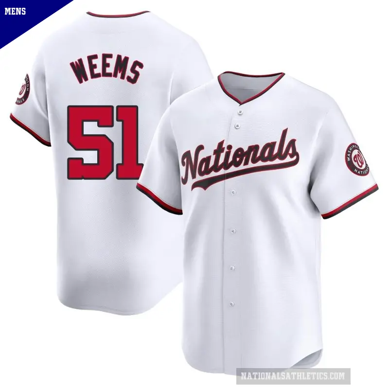 Men's No.51 Jordan Weems Washington Nationals White Limited Home Jersey
