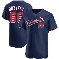 Men's No.66 Zach Brzykcy Washington Nationals Navy Authentic Alternate Jersey