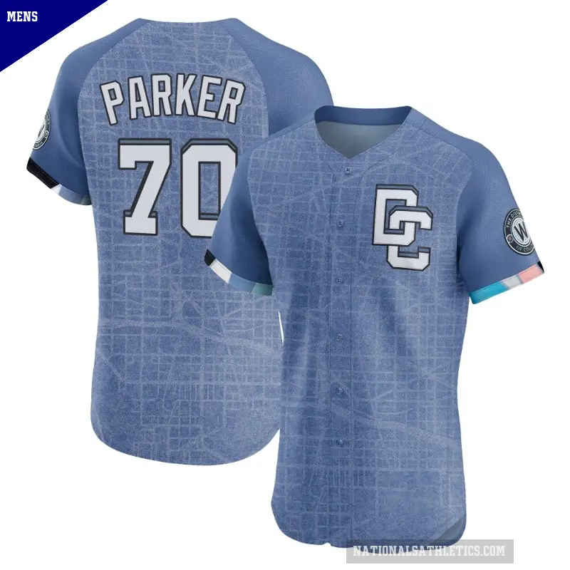 Men's No.70 Mitchell Parker Washington Nationals Blue Elite 2025 City Connect Jersey