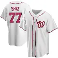 Men's No.77 DJ Herz Washington Nationals White Replica Home Jersey