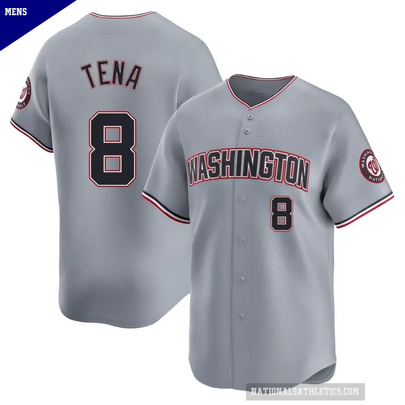 Men's No.8 Jose Tena Washington Nationals Gray Limited Road Jersey