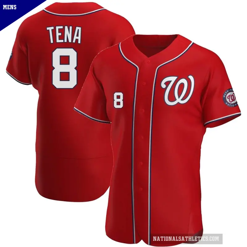 Men's No.8 Jose Tena Washington Nationals Red Authentic Alternate Jersey