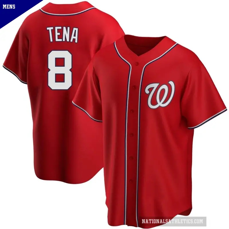 Men's No.8 Jose Tena Washington Nationals Red Replica Alternate Jersey