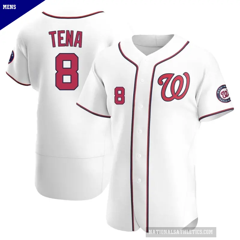 Men's No.8 Jose Tena Washington Nationals White Authentic Home Jersey