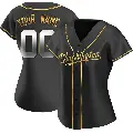 Women's No.00 Custom Washington Nationals Gold Replica Black en Alternate Jersey