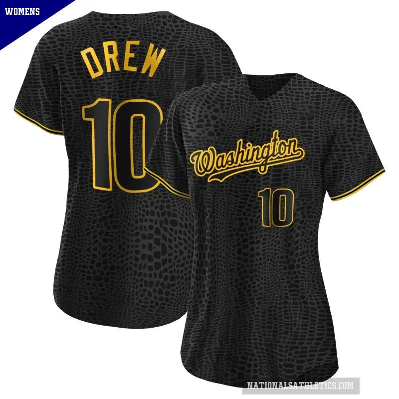 Women's No.10 Stephen Drew Washington Nationals Black Authentic Snake Skin City Jersey