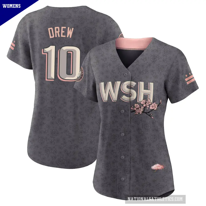 Women's No.10 Stephen Drew Washington Nationals Gray Authentic 2022 City Connect Jersey