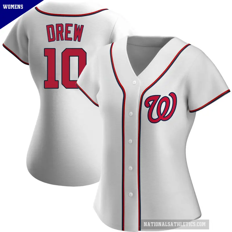 Women's No.10 Stephen Drew Washington Nationals White Authentic Home Jersey