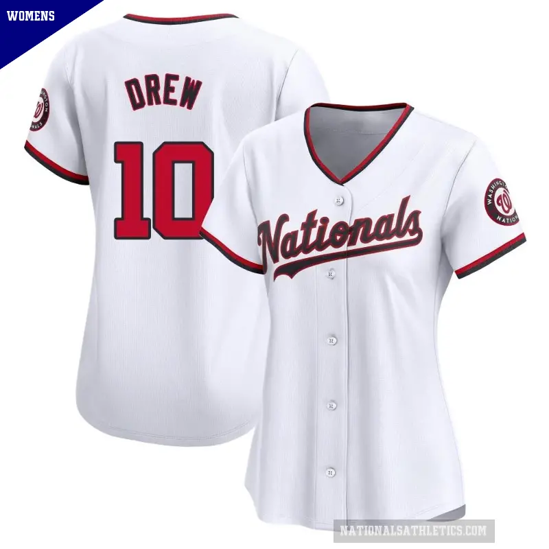 Women's No.10 Stephen Drew Washington Nationals White Limited Home Jersey