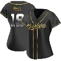 Women's No.19 Josh Bell Washington Nationals Gold Replica Black en Alternate Jersey