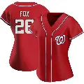 Women's No.26 Lucius Fox Washington Nationals Red Authentic Alternate Jersey