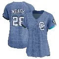 Women's No.28 Jayson Werth Washington Nationals Blue Limited 2025 City Connect Jersey