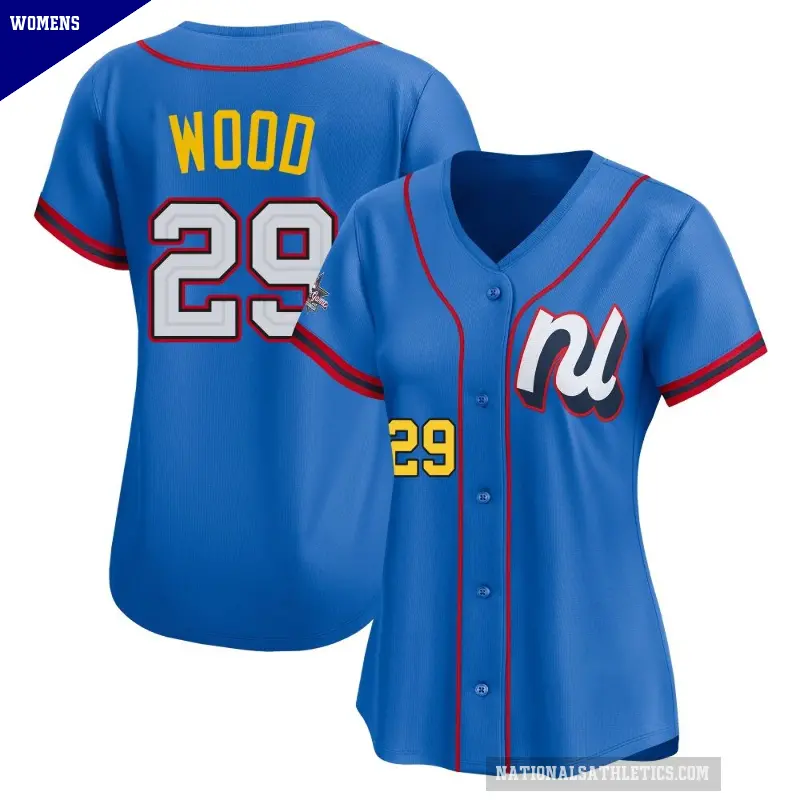 Women's No.29 James Wood Washington Nationals Blue Limited National League 2025 All-Star Edition Jersey
