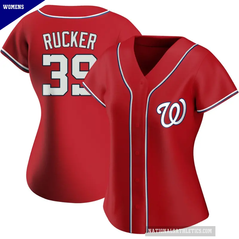 Women's No.39 Michael Rucker Washington Nationals Red Authentic Alternate Jersey