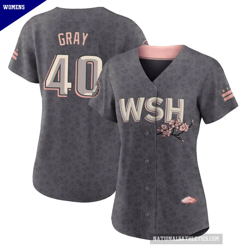 Women's No.40 Josiah Gray Washington Nationals Gray Authentic 2022 City Connect Jersey