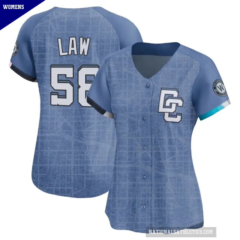 Women's No.58 Derek Law Washington Nationals Blue Limited 2025 City Connect Jersey