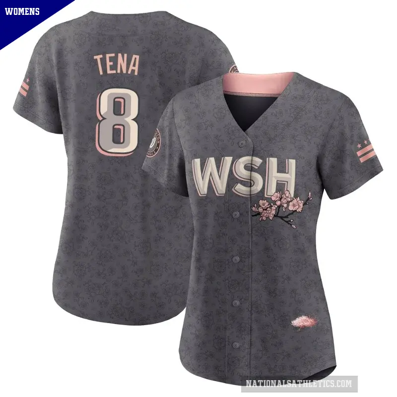 Women's No.8 Jose Tena Washington Nationals Gray Authentic 2022 City Connect Jersey