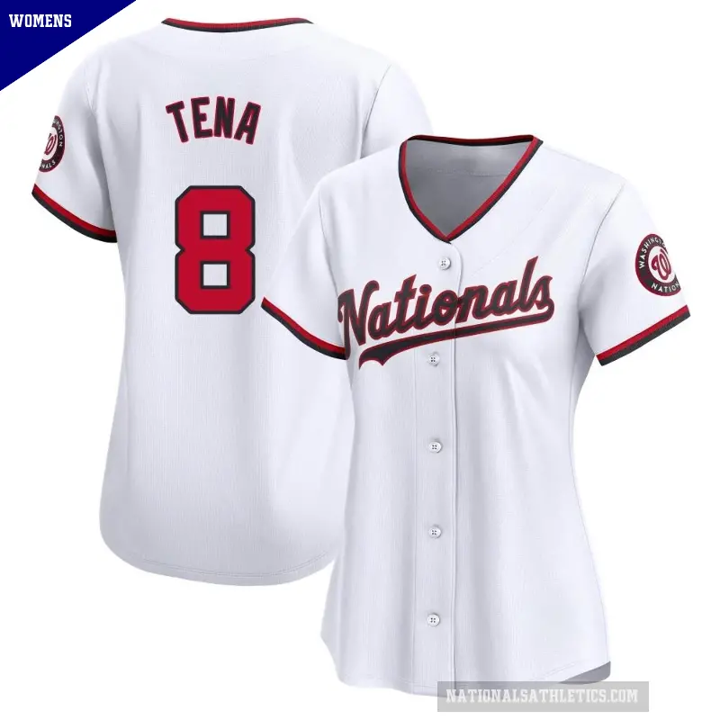 Women's No.8 Jose Tena Washington Nationals White Limited Home Jersey