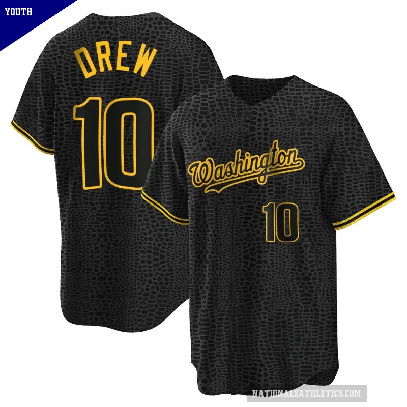 Youth No.10 Stephen Drew Washington Nationals Black Replica Snake Skin City Jersey