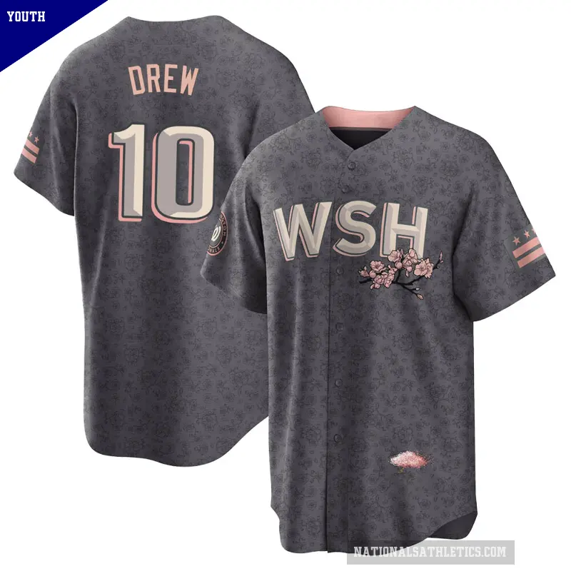 Youth No.10 Stephen Drew Washington Nationals Gray Replica 2022 City Connect Jersey