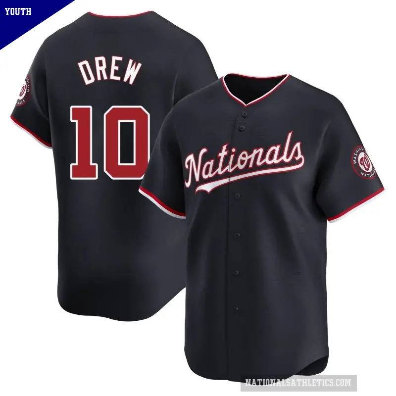 Youth No.10 Stephen Drew Washington Nationals Navy Limited Alternate Jersey