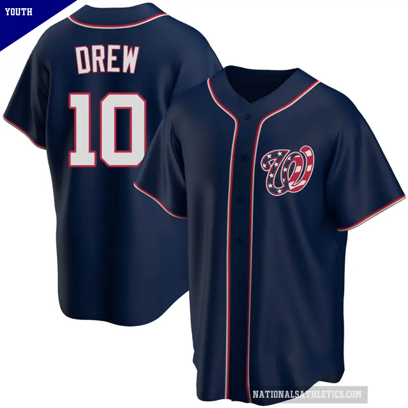 Youth No.10 Stephen Drew Washington Nationals Navy Replica Alternate Team Jersey