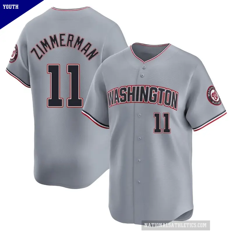 Youth No.11 Ryan Zimmerman Washington Nationals Gray Limited Road Jersey