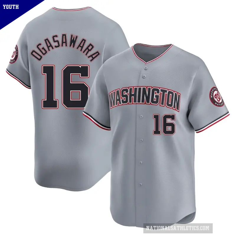 Youth No.16 Shinnosuke Ogasawara Washington Nationals Gray Limited Road Jersey