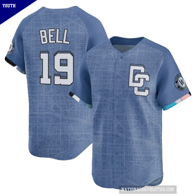 Youth No.19 Josh Bell Washington Nationals Blue Limited 2025 City Connect Jersey