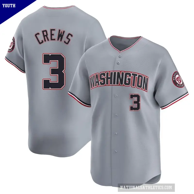 Youth No.3 Dylan Crews Washington Nationals Gray Limited Road Jersey